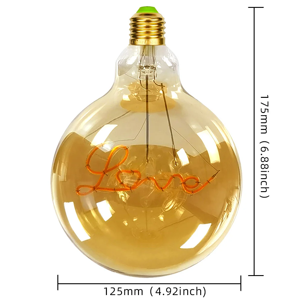 TIANFAN vintage LED cibule G125 velký glóbus 4W stmívatelné abeceda řada milovat přívěsek lampa cibule edison dekorační cibule 110V 220V