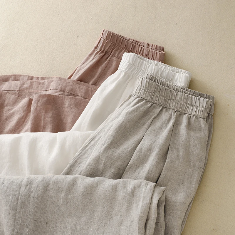 Pantalones de pierna ancha adelgazantes, pantalones largos informales sueltos y finos para mujer, pantalones de corte recto de fibra de bambú para ocio de verano