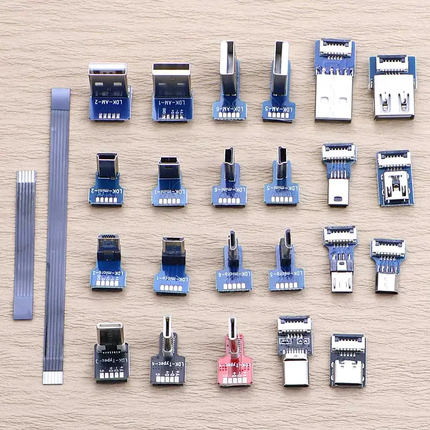 USB Male Plug PCB Test Adapter Type-C Micro Mini USB A 2.0 FPC FPV Ribbon Flexible Cable Connector For Data Charging DIY Repair