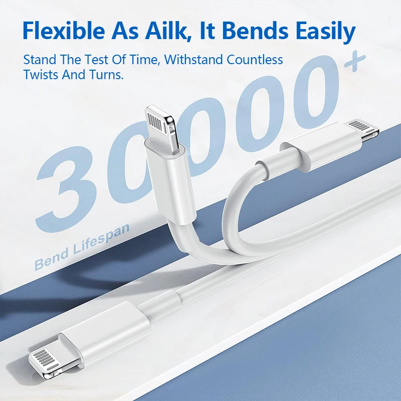 كابل لايتنينج كابل شحن سريع لهاتف آيفون 14 13 12 11 Pro Max XS Max 7 8 Plus SE والمزيد سلك شاحن معتمد من MFI