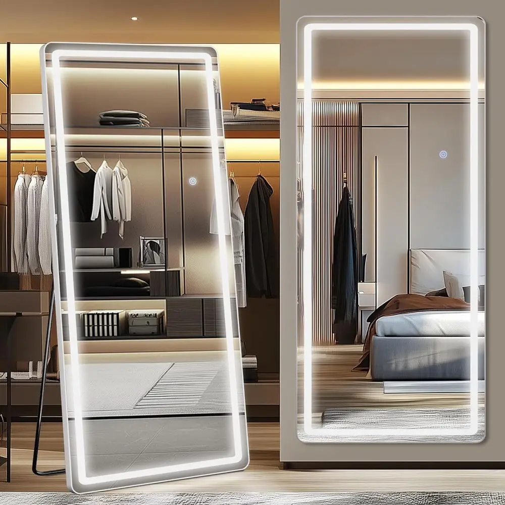

LED ull Length Mirror with Light, 71"x32" Lighted ull Body Mirror with Stand, Dimmable & 3 Color Lighting Standing/Leaning/Wall
