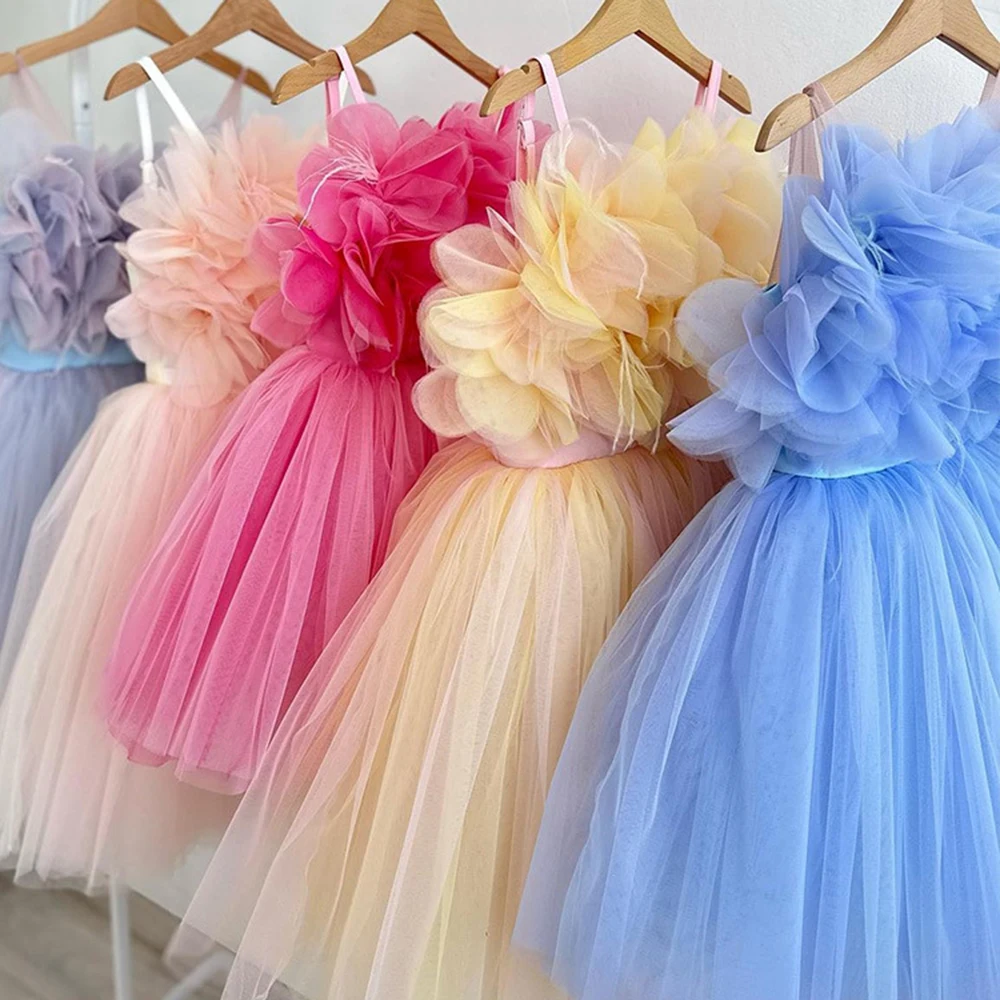 

Childrens Dress Flower Girl Wedding Dress Girl Princess Dress Sweet lovely Girl's Performance costume simple fluffy gauze skirt