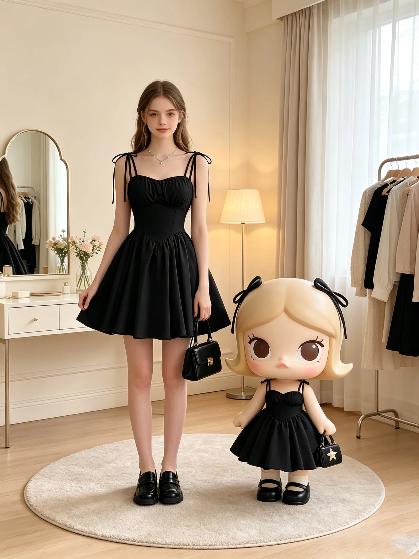 Kids' Fashionable Mid-Length Skirt Casual Elegant Suspender Dress with Tied Rope Waist Chest Wrapped Design for Children
