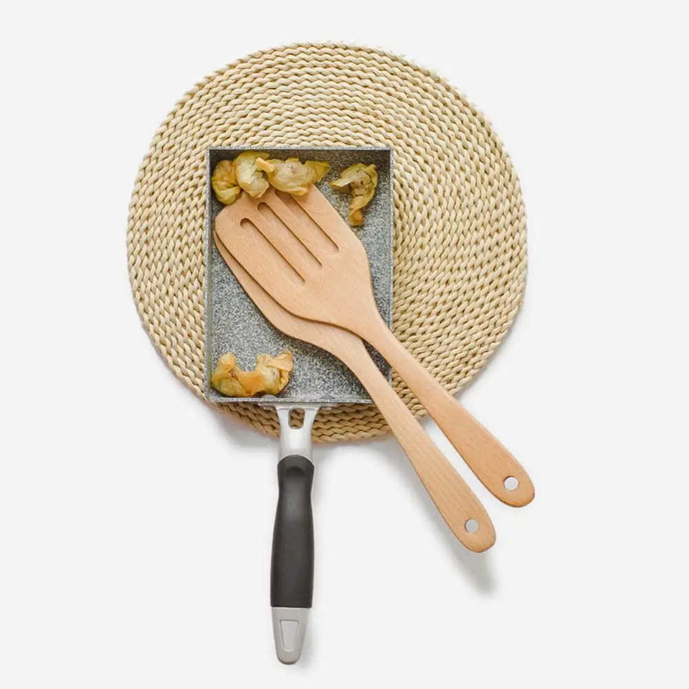 

Natural Beechwood Spatula 31x7.5cm Smooth Non-Stick Flat Shovel for Cooking Frying Ergonomic Handle 3 Holes Kitchen Turner