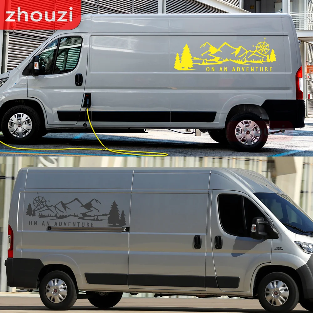 2Pcs Lot Car Stickers Graphics Vinyl For Peugeot Boxer Citroen Jumper Fiat Ducato Van Motorhome Stripes Auto Decals Accessories