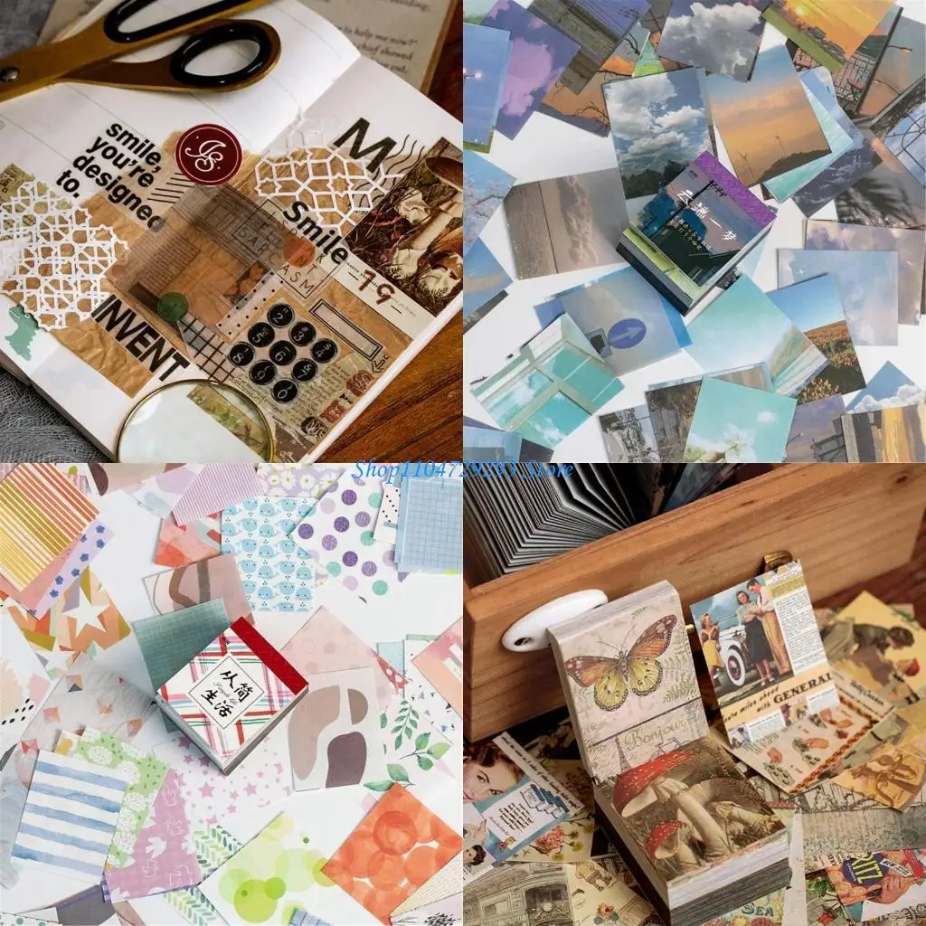 

Y2GD 400 Sheets Memo Pad Craft Paper Retro Background Decoration Paper Small Notebook Paper Notes for Designers and Students