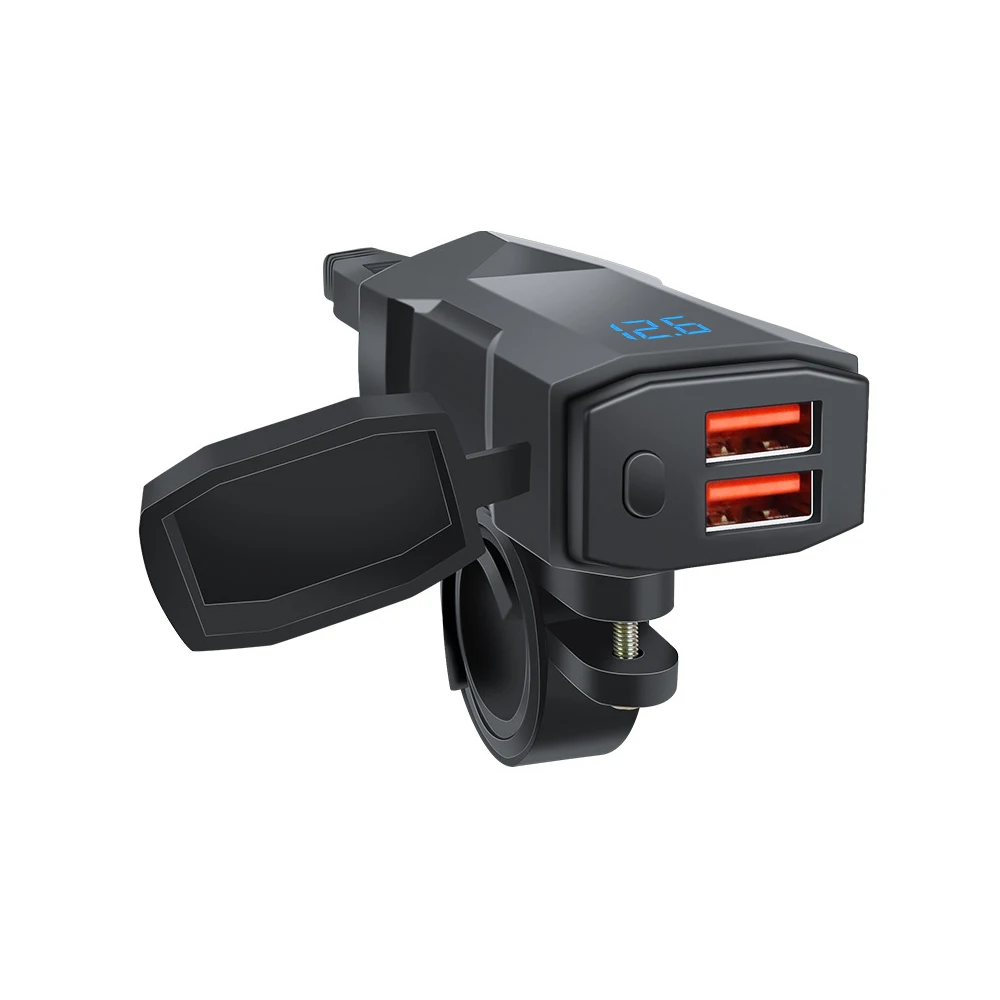 PD QC3.0 Motorrad USB Schnellladegerät 12V Netzteil Adapter Typ C Port Buchse Stecker mit Schalter Voltmeter
