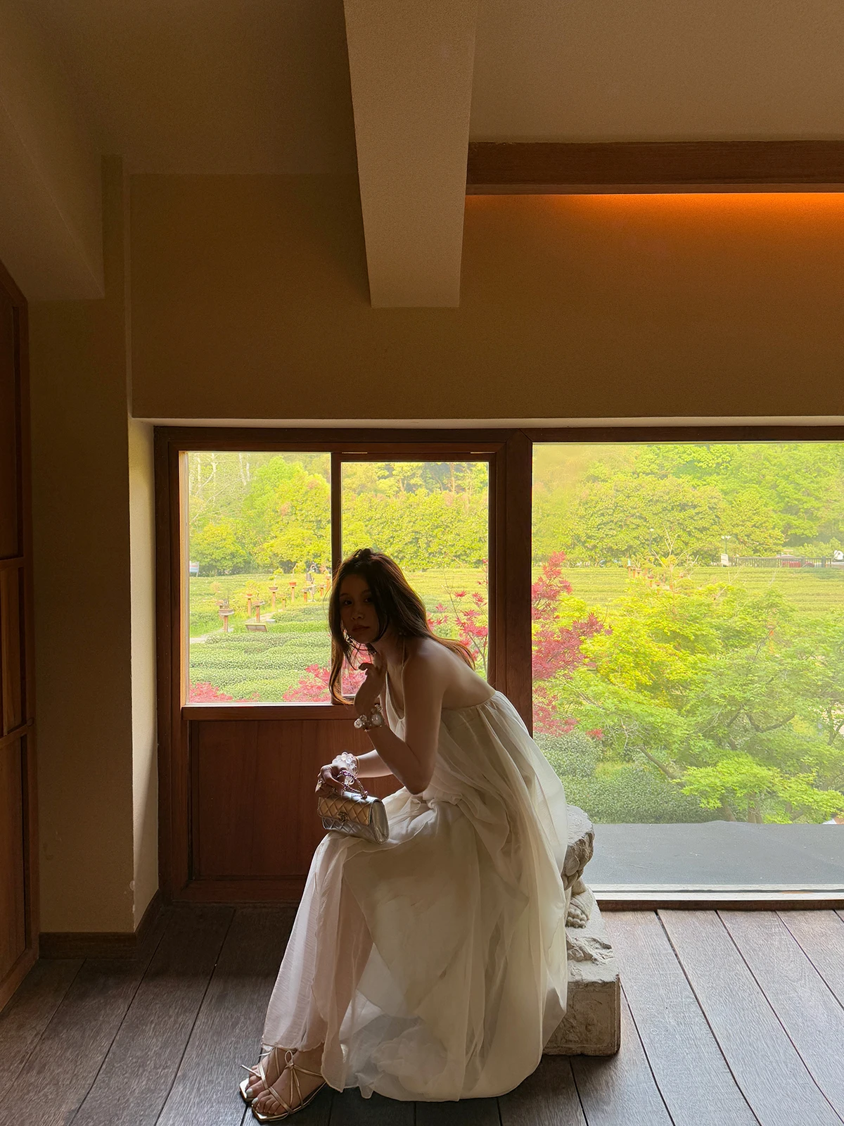 

IUIU Crystal Home Fairy Aosphere Long Svel Women's Dr Ne Hanging Gown Polyester Fiber Summer Slimming Midi Skirt