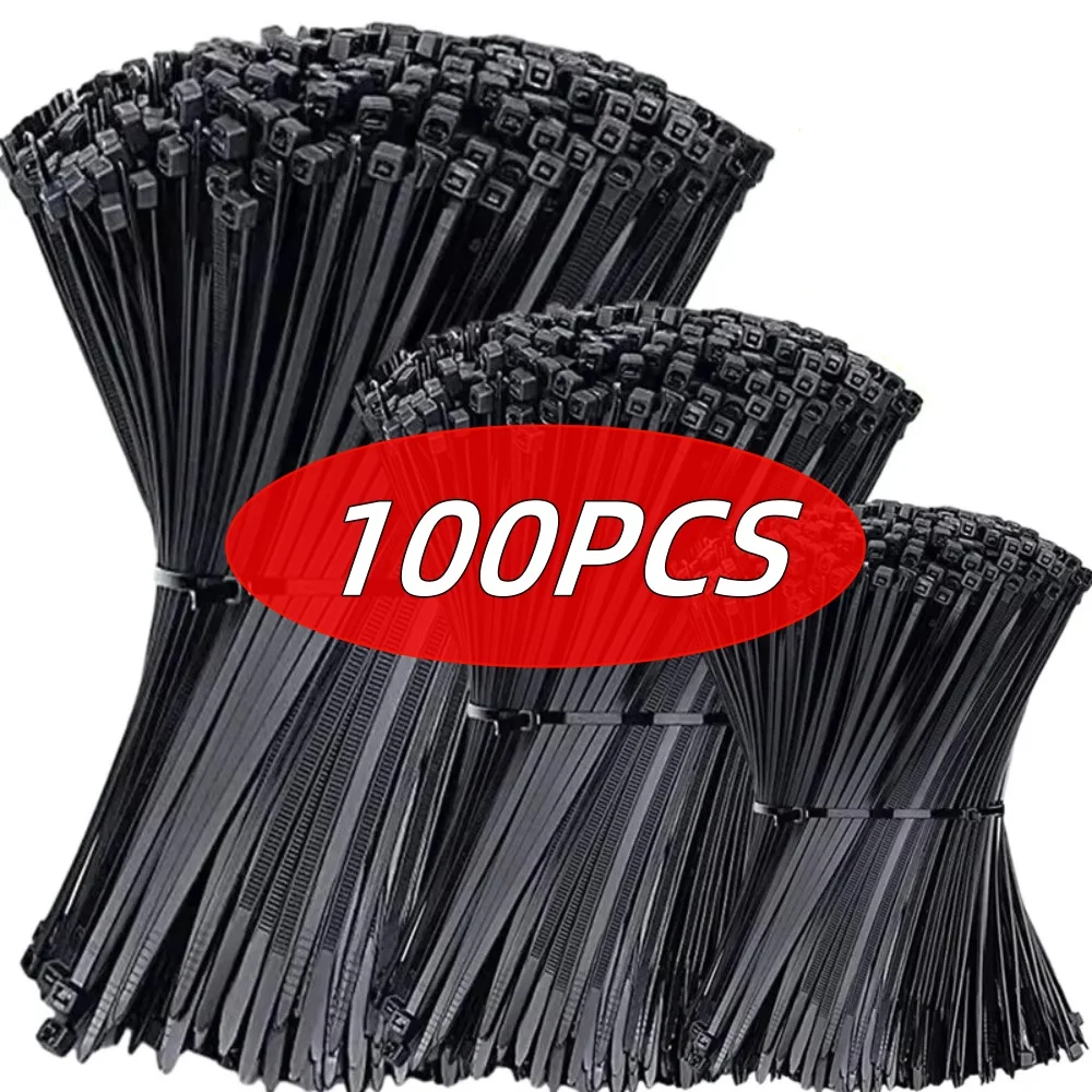 Self-locking plastic nylon tie 100 PCS black 5x300cable tie fastening ring4x200 cable tie zip wraps strap nylon cable tie set