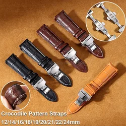 12/14/16/18/19/20/21/22mm for HUAWEl Watch GT 3/4 Leather Business Style Strap Deployment Buckle Band Vintage Wristbelt Bracelet