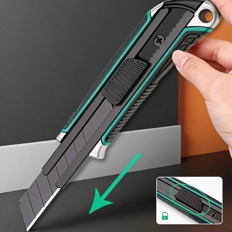 Art Knife Large Blade Heavy Stainless Steel Thickened Multi-Purpose Wallpaper Pocket Utility Knife Unbox Knifes Cutting Supplies