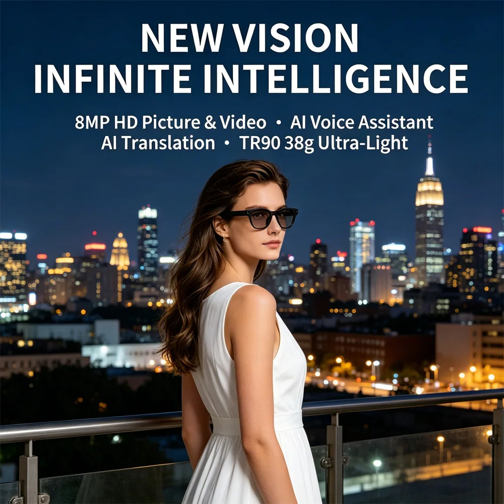 

Умные очки MT3 AI с камерой 8 МП, записью видео 1200P, переводом в реальном времени на 100+ языков, Bluetooth 5.3, звонками, Wi-Fi и сенсорным управлением