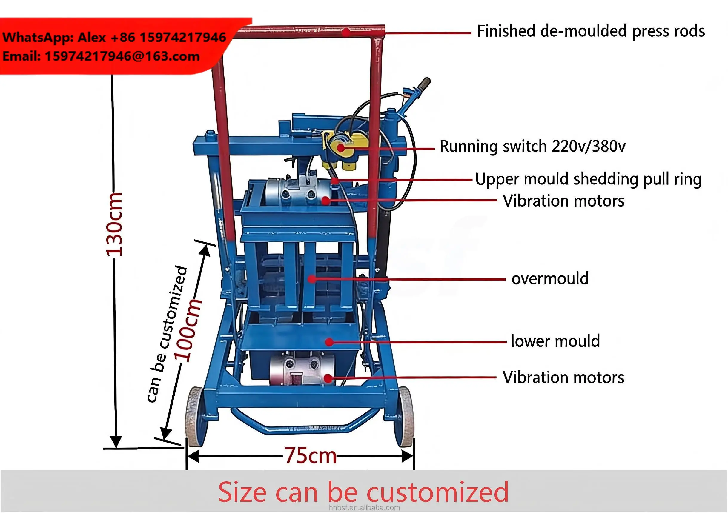 Small Scale Manual Motorized Cement Hollow Brick Making Machine Concrete Block Machine
