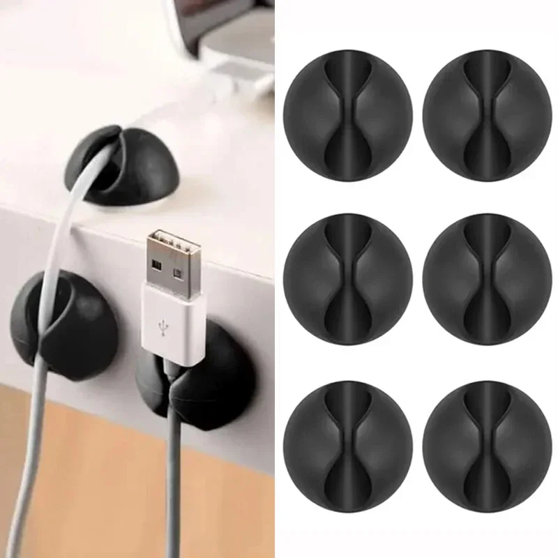 5/10/20PCS Self-adhesive Car Charging Cable Clasp Tangle Organizer Headphone Cable Table Fixing Clip Computer USB Line Fastener