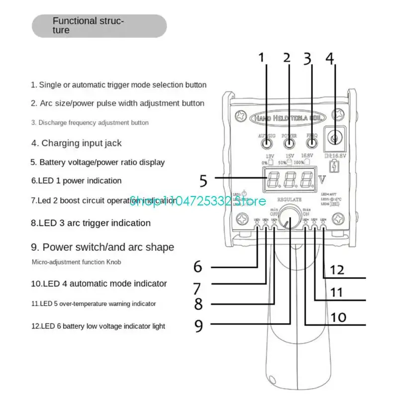 P5EA Adjustable Plasma Arcs Generator Coil Rechargeable Science Toy 2900mAh