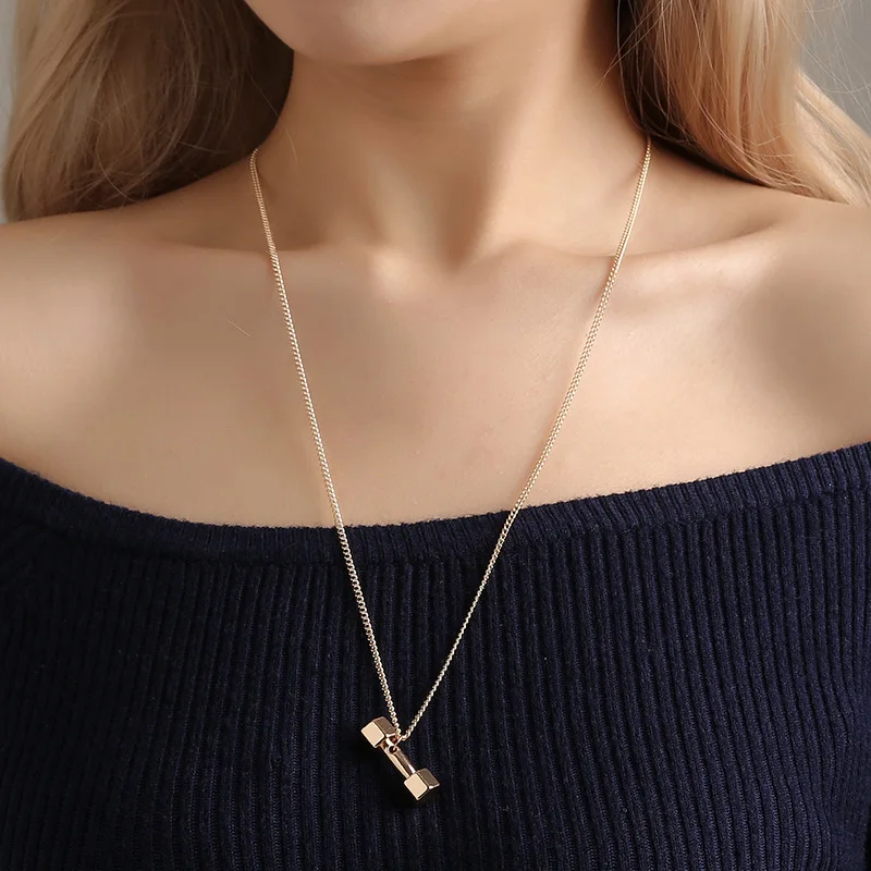 New INS Style Dumbbell Geometry Pendant Choker Necklace Chain For Women And Men Fashion Punk Party Jewelry Gifts