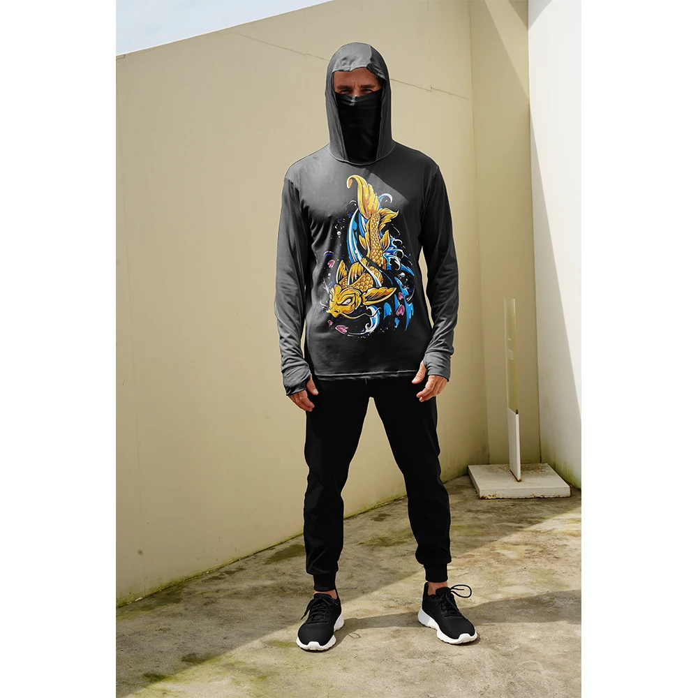 Fishing Shirts Men Sun Protection Hoodie Mask All-in-one Fishing Clothing Angling T-shirt Upf 50+ M-3XL view 3