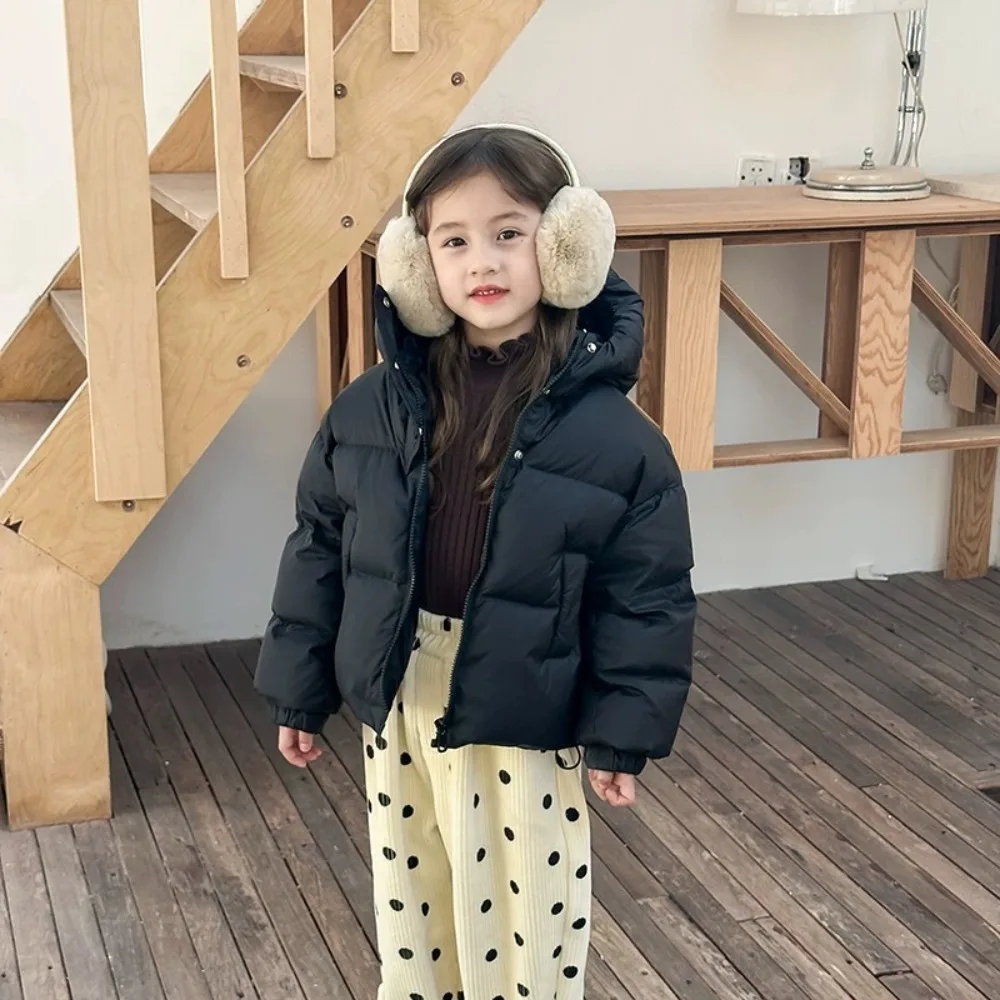

Korean Version Fashion Kids Down Cotton Jacket Children's Clothes Long Sleeved Hooded Girls' Thick Coat Winter