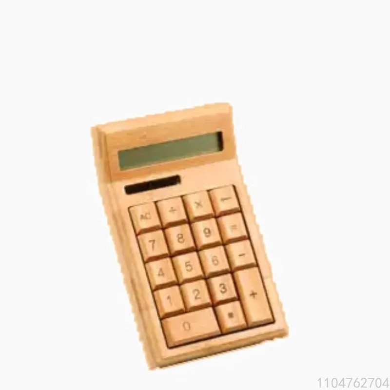 آلة حاسبة من الخيزران تعمل بالطاقة الشمسية، مفتاح كبير، شاشة مكونة من 12 رقمًا، آلة حاسبة للمكتب والمحاسبة المالية لسطح المكتب