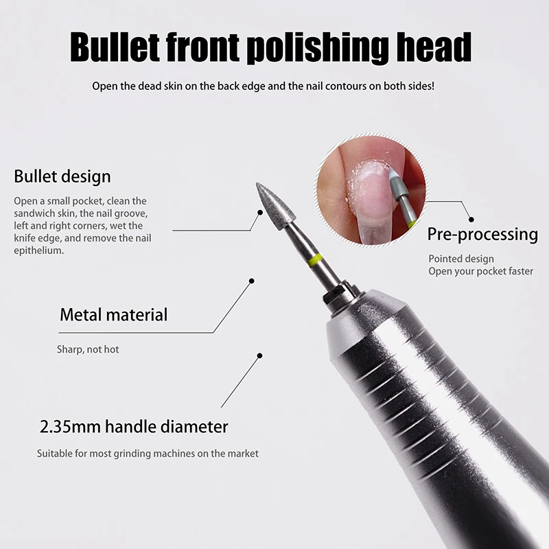 1PC Tungsten Steel Nail Drill Bit Rotate Grinding Head Polishing Removing Manicure Tools Clean Nail Grinding Machine Accessories
