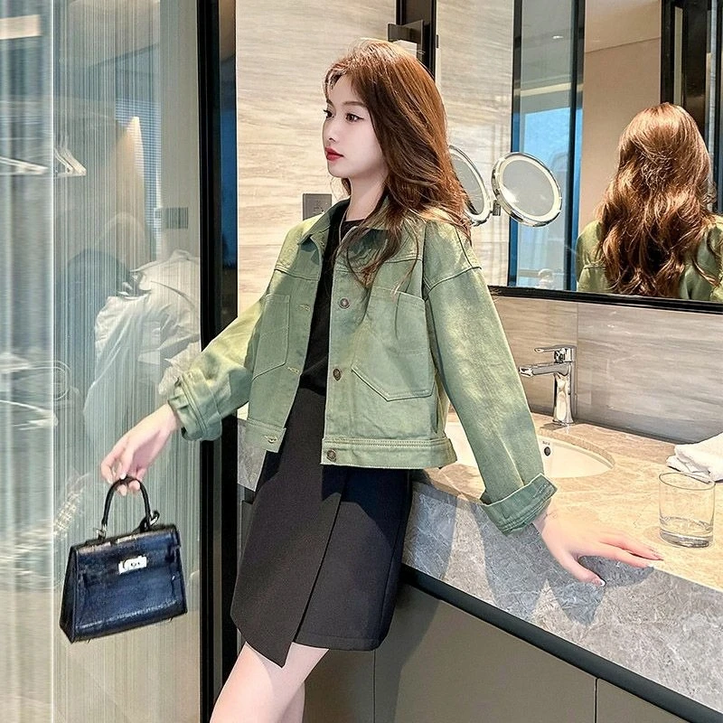 

Women's Short Denim 2025 Autumn Korean Style Loose Fit Casual Outerwear With Unique Design – Trendy And Fashionable