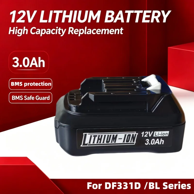 12V 3000mAh Rechargeable Power Tool Lithium Battery Replacement For BL1021B BL1020 BL1016 BL104 DF331D BL1021