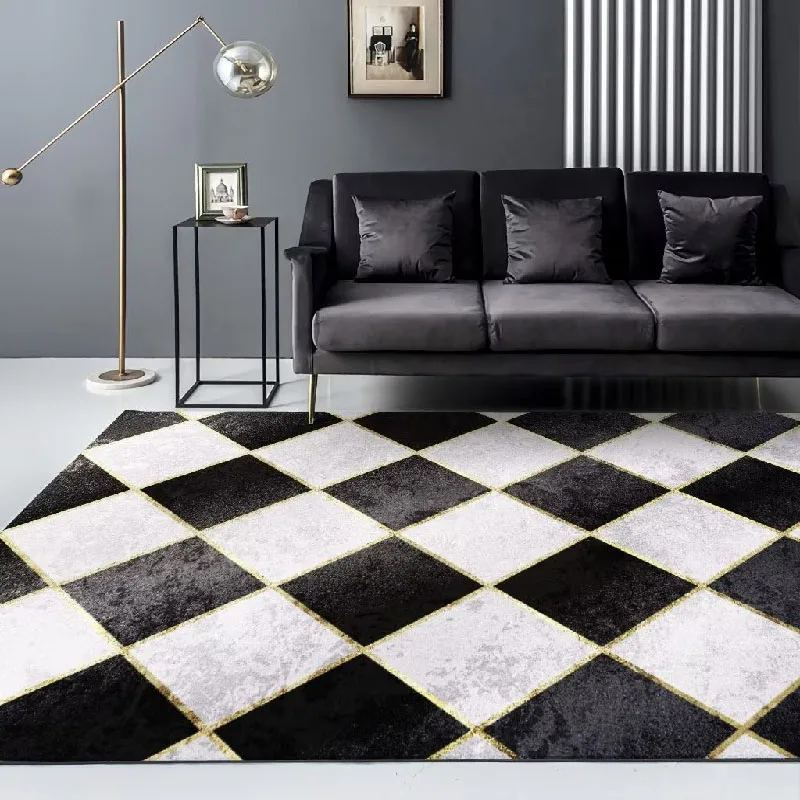 

Nordic Geometric Home Decoration Carpet Soft Large Size Carpets for Living Room Simple Black White Rugs for Bedroom Washable Rug