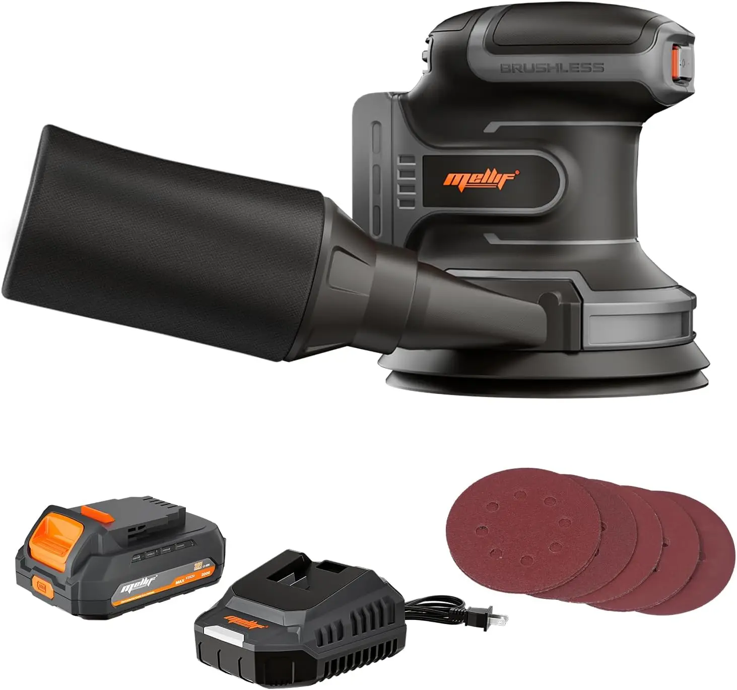 5’’ Random Orbit Sander Compatibel with 20v Max Battery, Cordless Palm Sander with 20V 2.0Ah Battery & Charger Kits, Brushless,