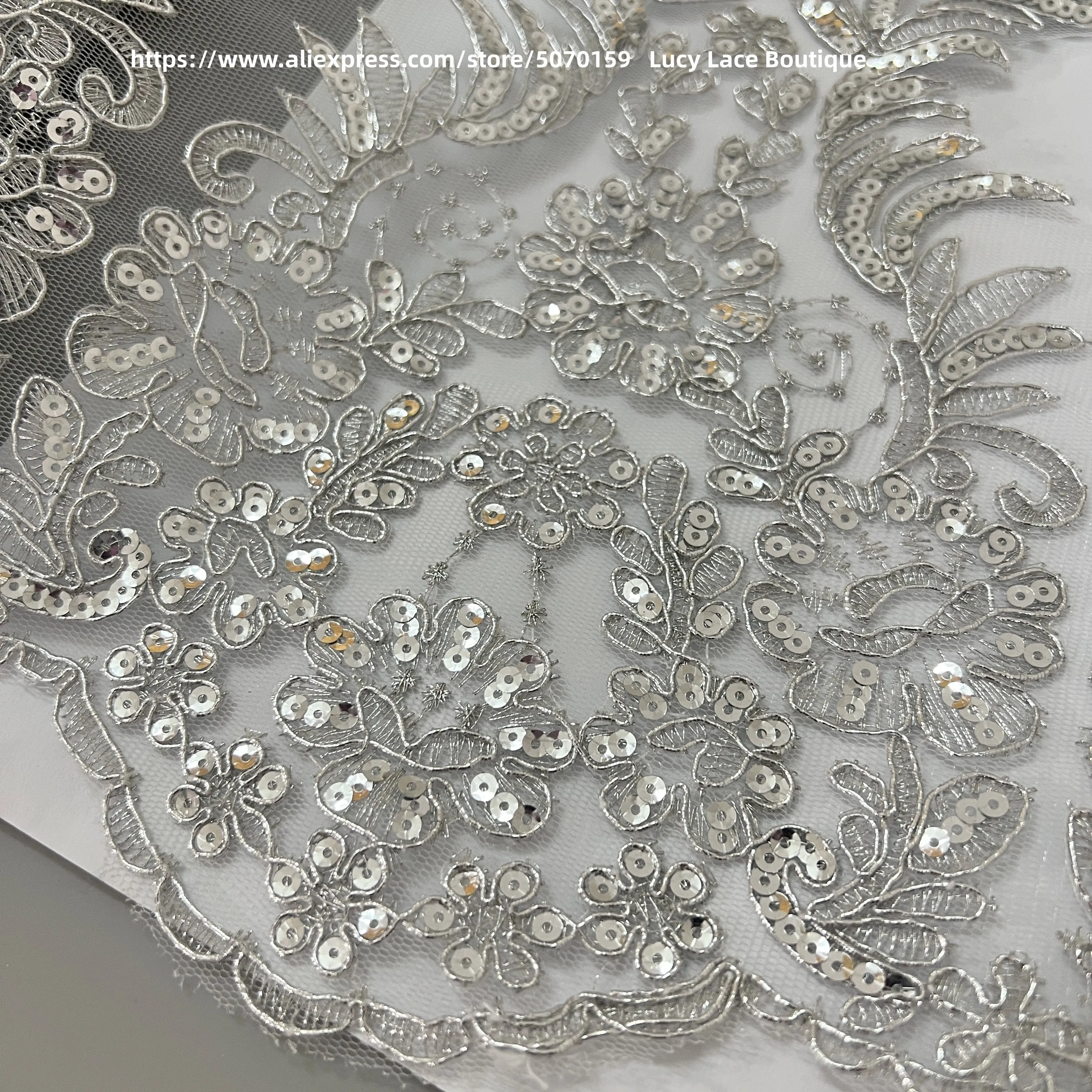 Embroidery Cording Lace Border Sewing Accessory 1 Yard 2023 36CM Wide Luxury Gold Lace Trim with Sequins