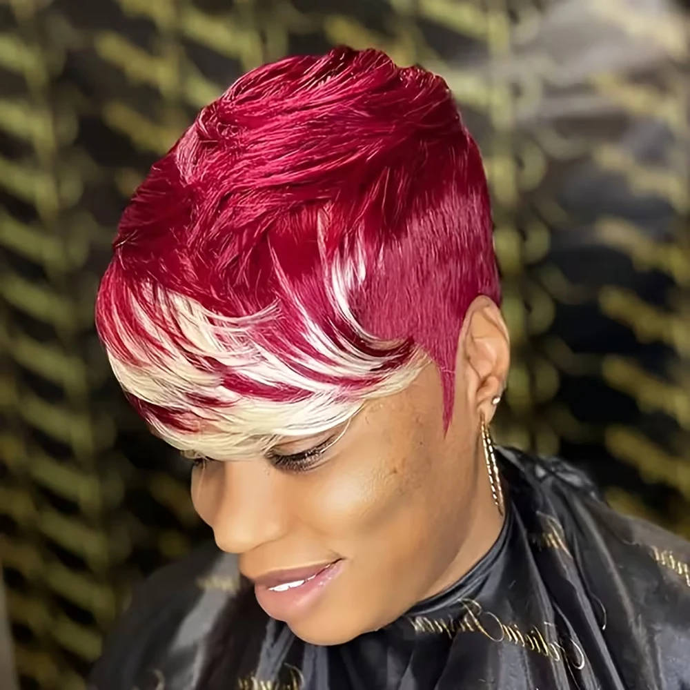 قصيرة عابث قطع الباروكات شعر الإنسان شعر مستعار مستقيم للنساء الشعر البرازيلي الطبقات آلة صنع قبعة 100% خصلات الشعر المستعار الإنسان ارتداء اليومي