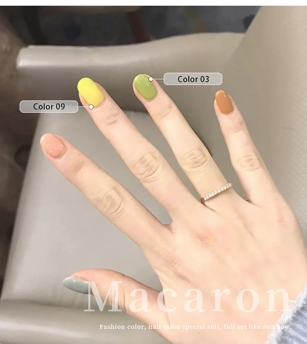 Vendeeni 18 Farben Regenbogenfarben Gel-Nagellack Sommer Bunter UV-LED Soak-Off Gel-Lack Macaron Nagelkunst Gel-Lack 15ml – Detail 6