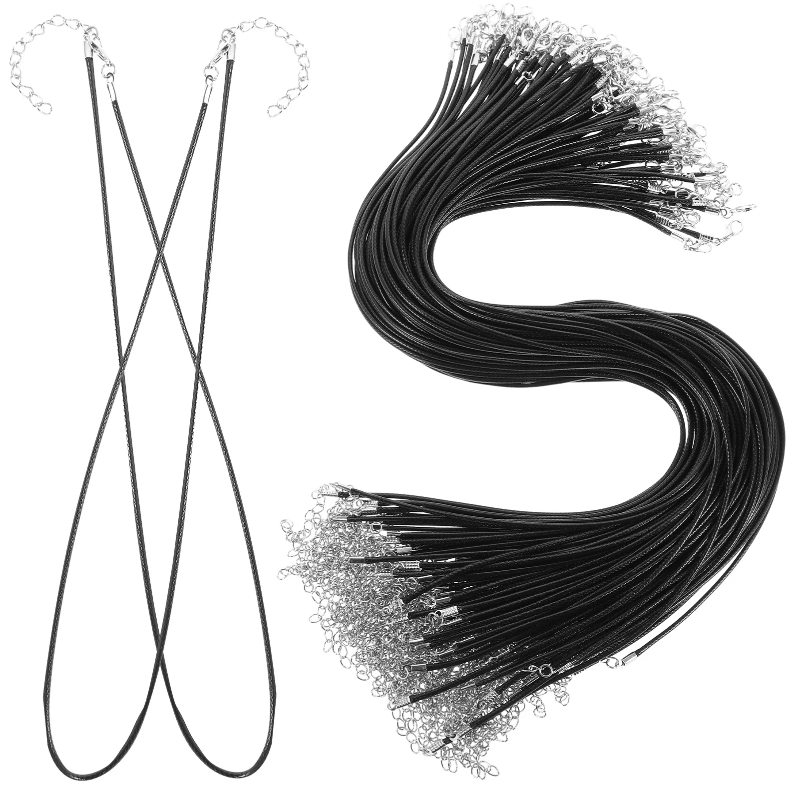 

100 шт., черный шнур для ожерелья, застежка-лобстер, прочное ожерелье, веревка для подвесок, принадлежности для изготовления ювелирных изделий