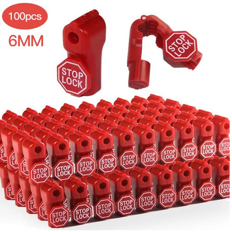 NEW 100 pcs/Bag Red 6mm EAS Security Tag stop lock hook security display hook  Anti Theft Stoplock