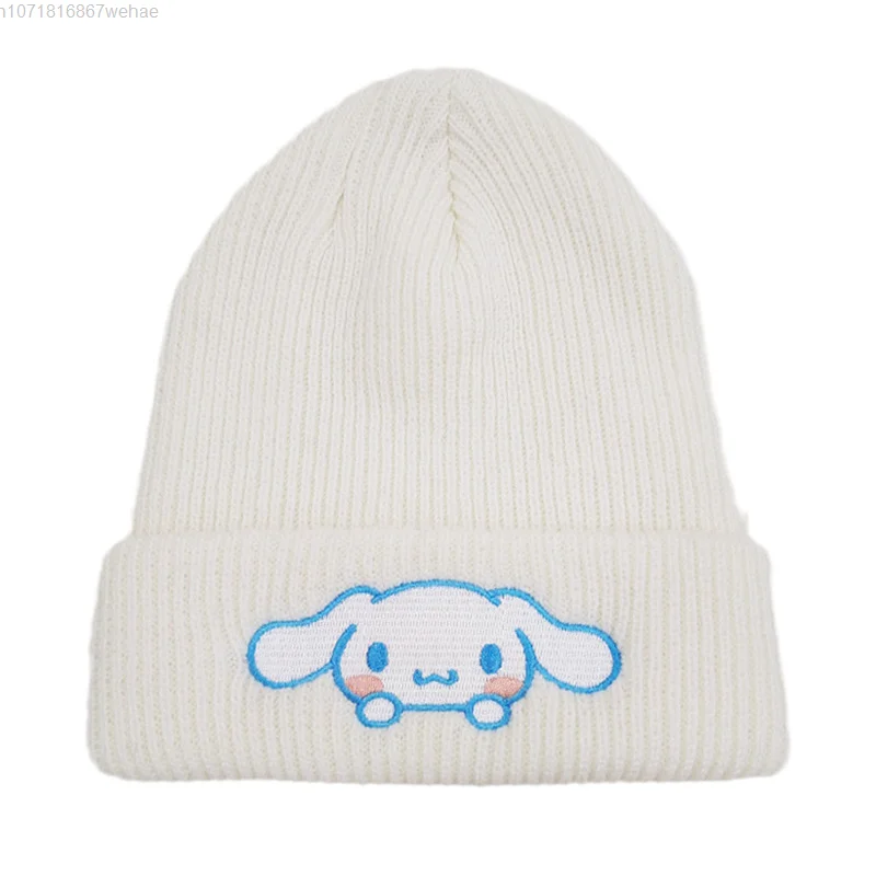 Sanrio Hello Kitty Cinnamoroll Kuromi Melody Beanies Cute Cartoon Embroidered Knitted Hat Winter Warm Hat Women Knitwear Bonnet