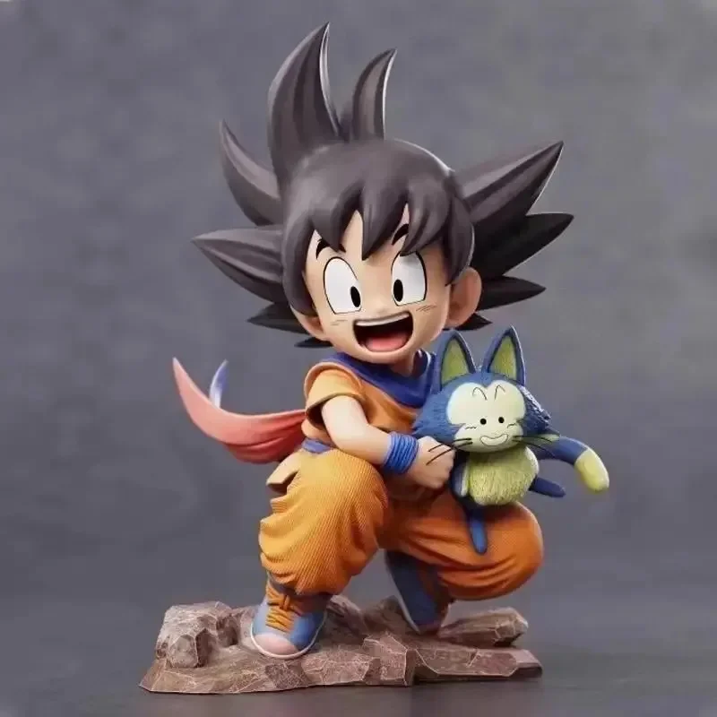 Dragon Ball 10cm Childhood Little Goku Hugs Puer Ya Mu Tea Little Follower Figures Statue Pvc Model Statue Collection Toys Gift