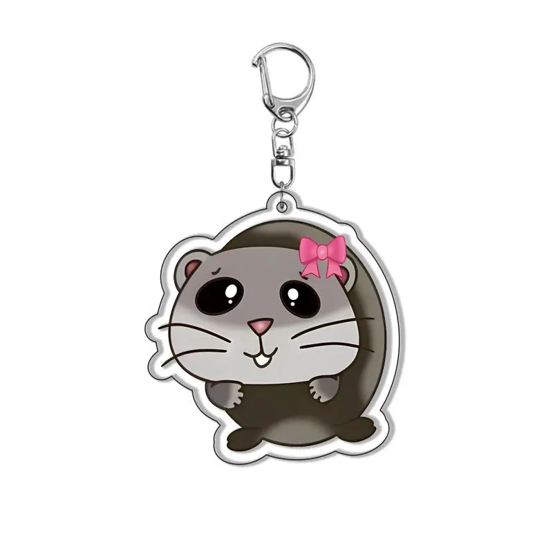 Fun Meme Im Just A Girl Sad Hamster Keychain Cute Animal Key Ring for Accessories Bag Funny Pendant Keyring Jewelry Fans Gifts