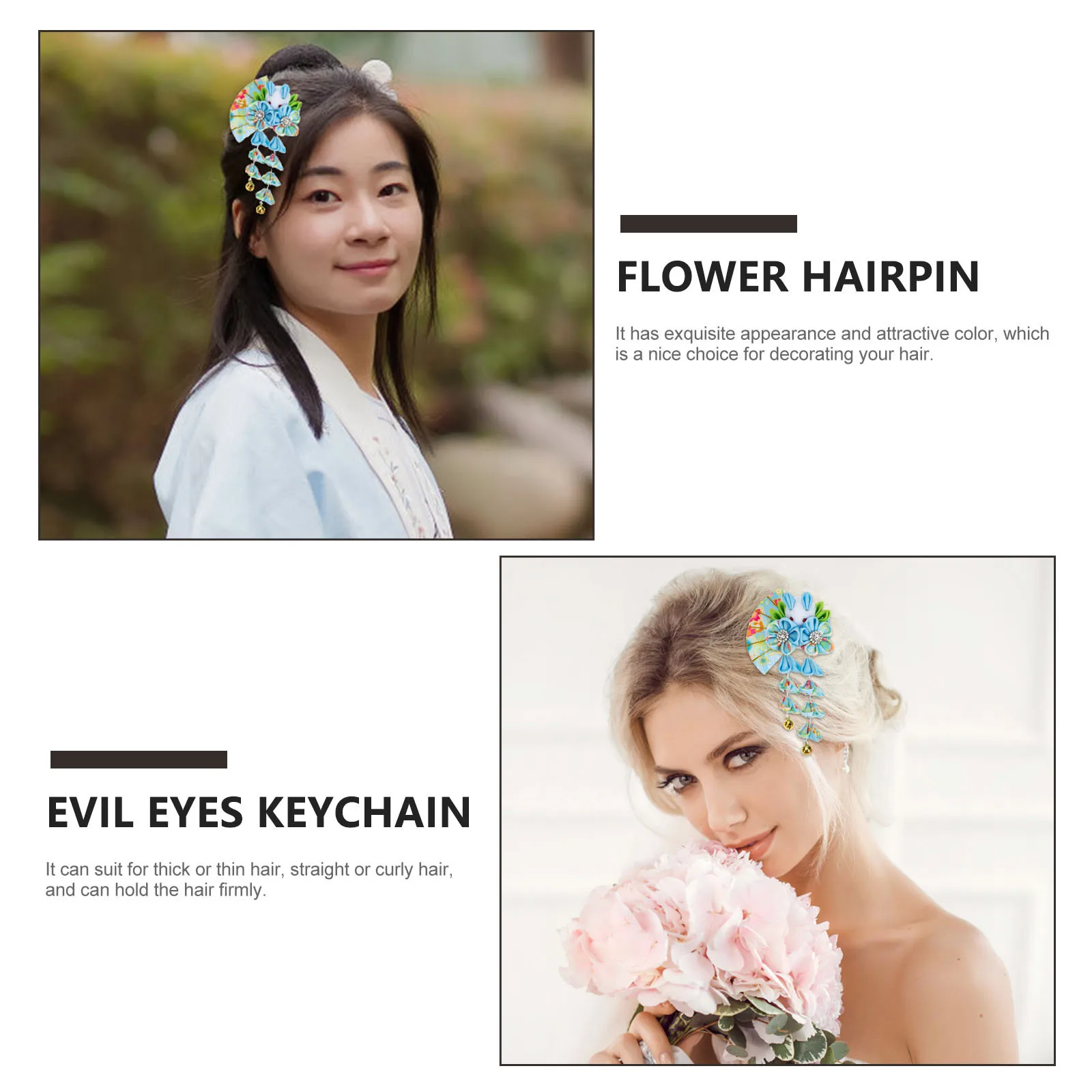 

Тканевая заколка с кисточкой и цветком, заколка в виде кролика, головной убор Ханфу, изысканный дизайн, аксессуар для девочек, свадебный душ, заколка с цветком