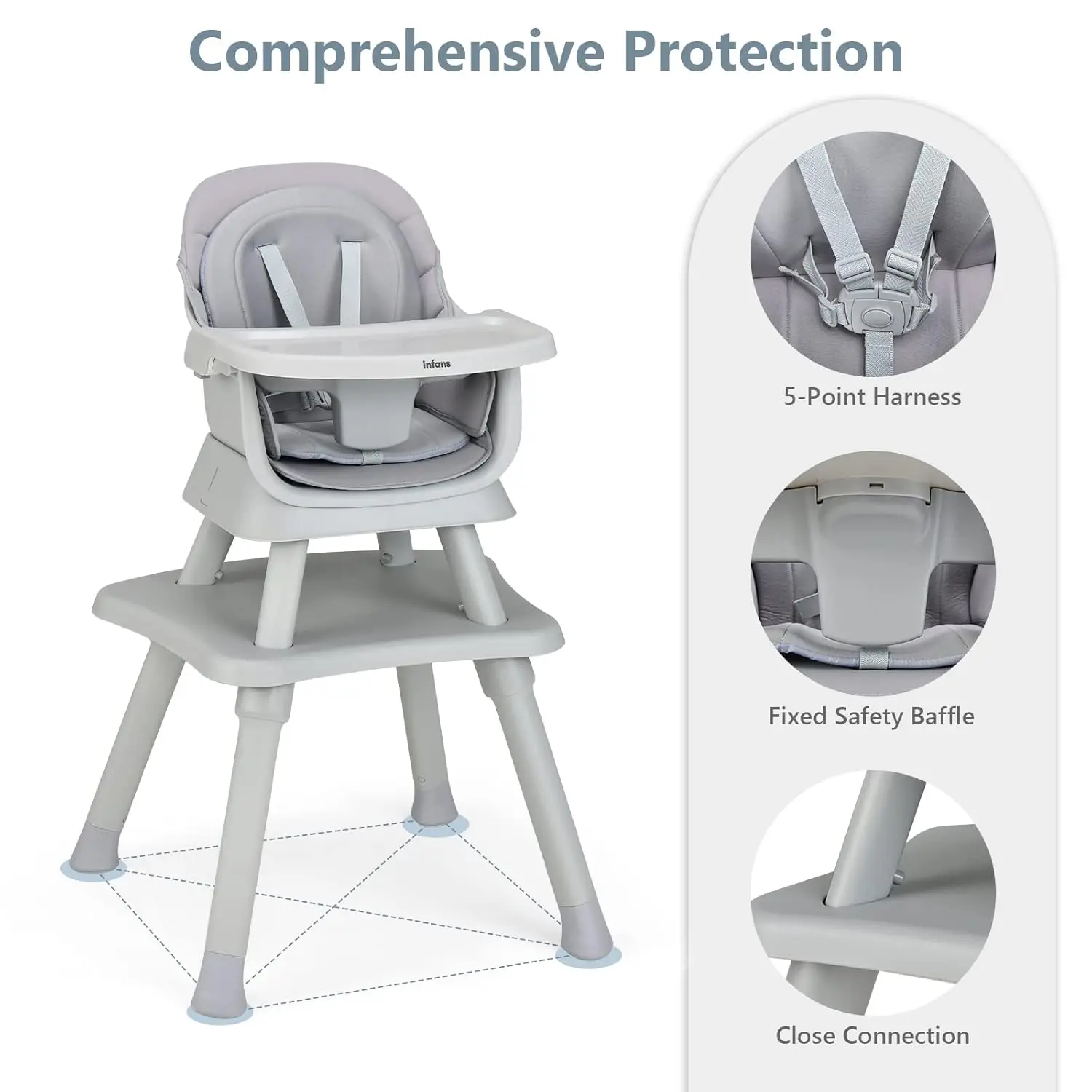 Trona para bebé 8 en 1, trona convertible para bebés y niños pequeños, asiento elevador para comedor infantil, mesa de bloques de construcción,