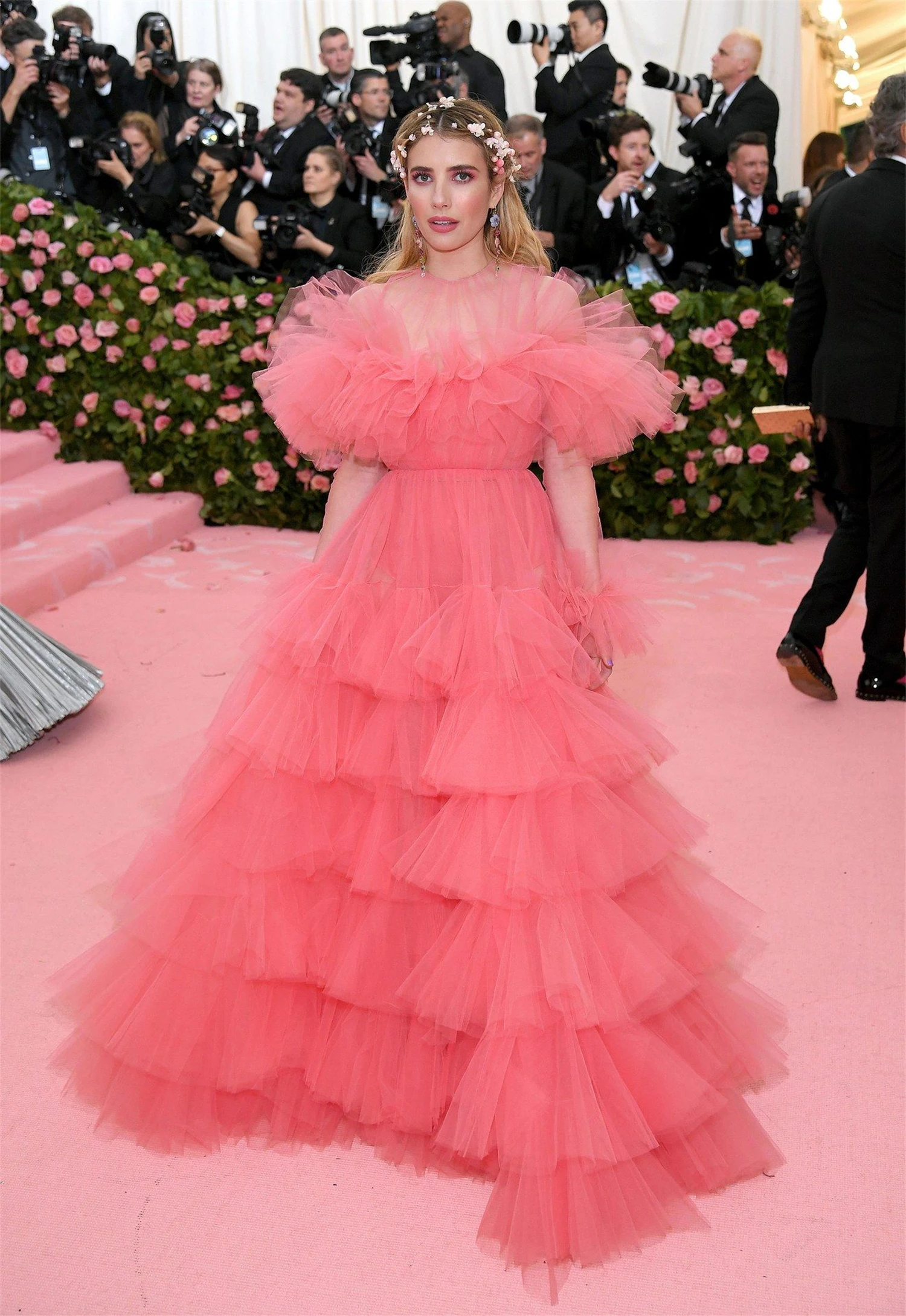 Lucy Prom vestidos de noite luxuosos para mulheres, vestidos de festa longos sem alças, tapete vermelho em camadas, rosa, 2022