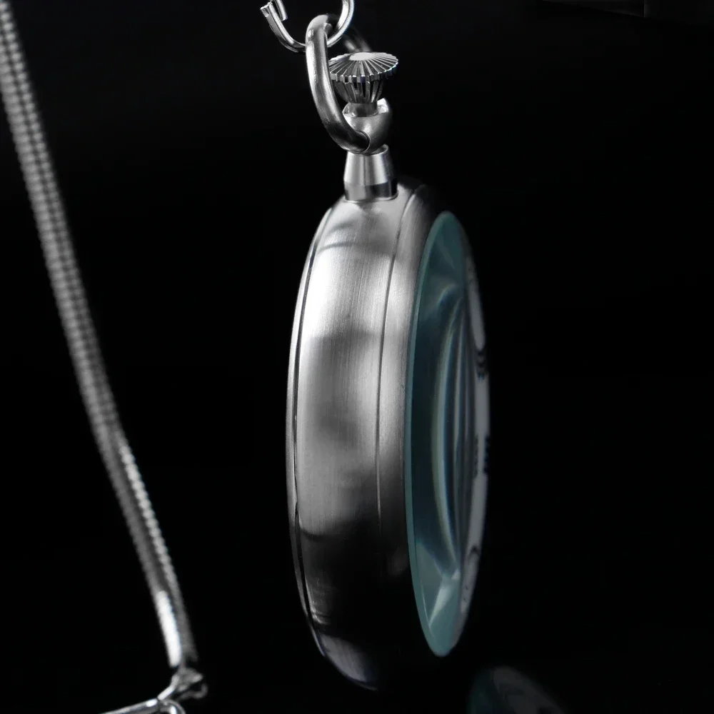 High Quality Luxury Smooth Stainless Full Steel Mechanical Pocket Watch Wind Up Sub-dial Skeleton Vintage Antique Clock