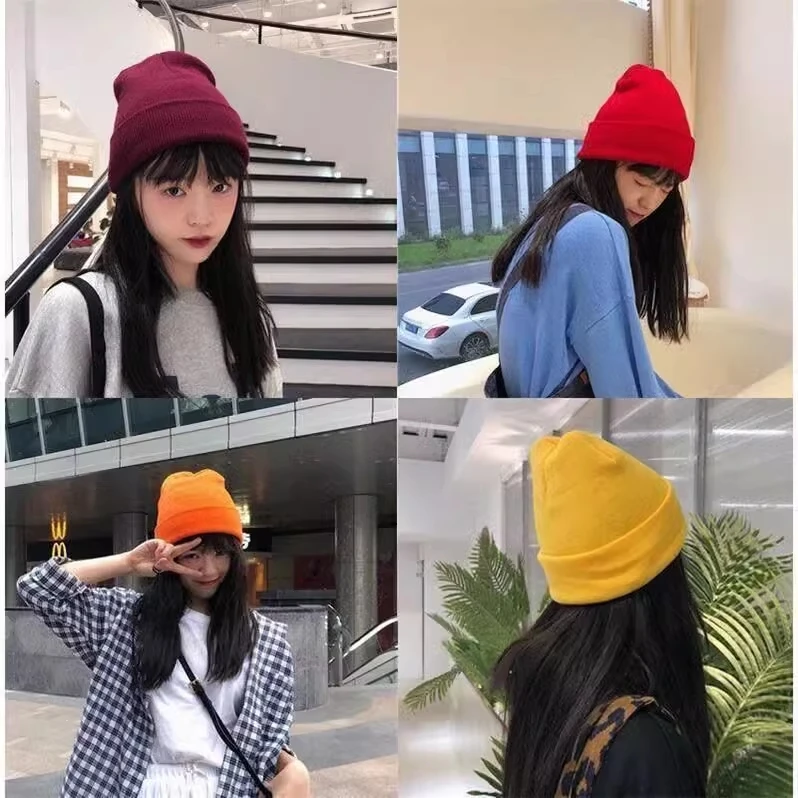 Winter Hat Women Knitted Hats Beanie For Women Men Thick Warm Brimless Bonnet Boys Girls Skullies Hat Muticolor Beanie Caps 2023