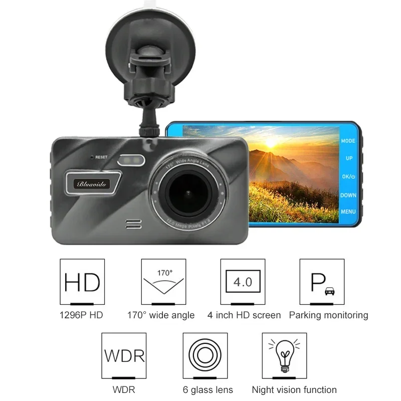 4 Inch Car Dash cam Night Vision ADAS Full HD 1080P Car Video Camera IMX323 sensor Dual Lens Car Recorder DVR 170 Angle