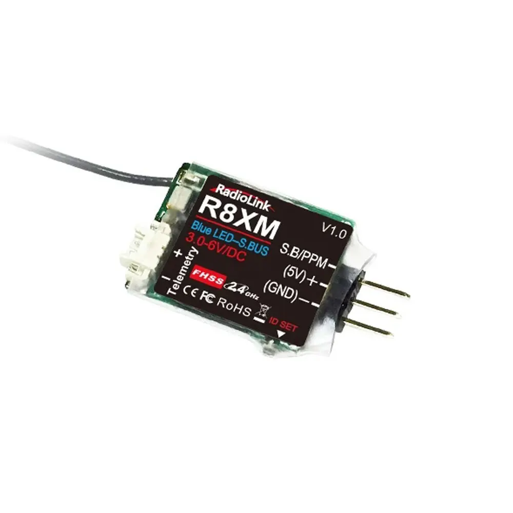 

Radiolink R8XM 2.4GHz 8CH FHSS SBUS/PPM Mini Receiver Built-in Telemetry 4000M Control Distance for RC Airplane Car Boat