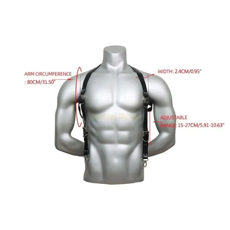 31BF Männer Hosenträger PU Leder Harness Männer Punk Brust Schulter Gürtel Hosenträger Hemd Gürtel
