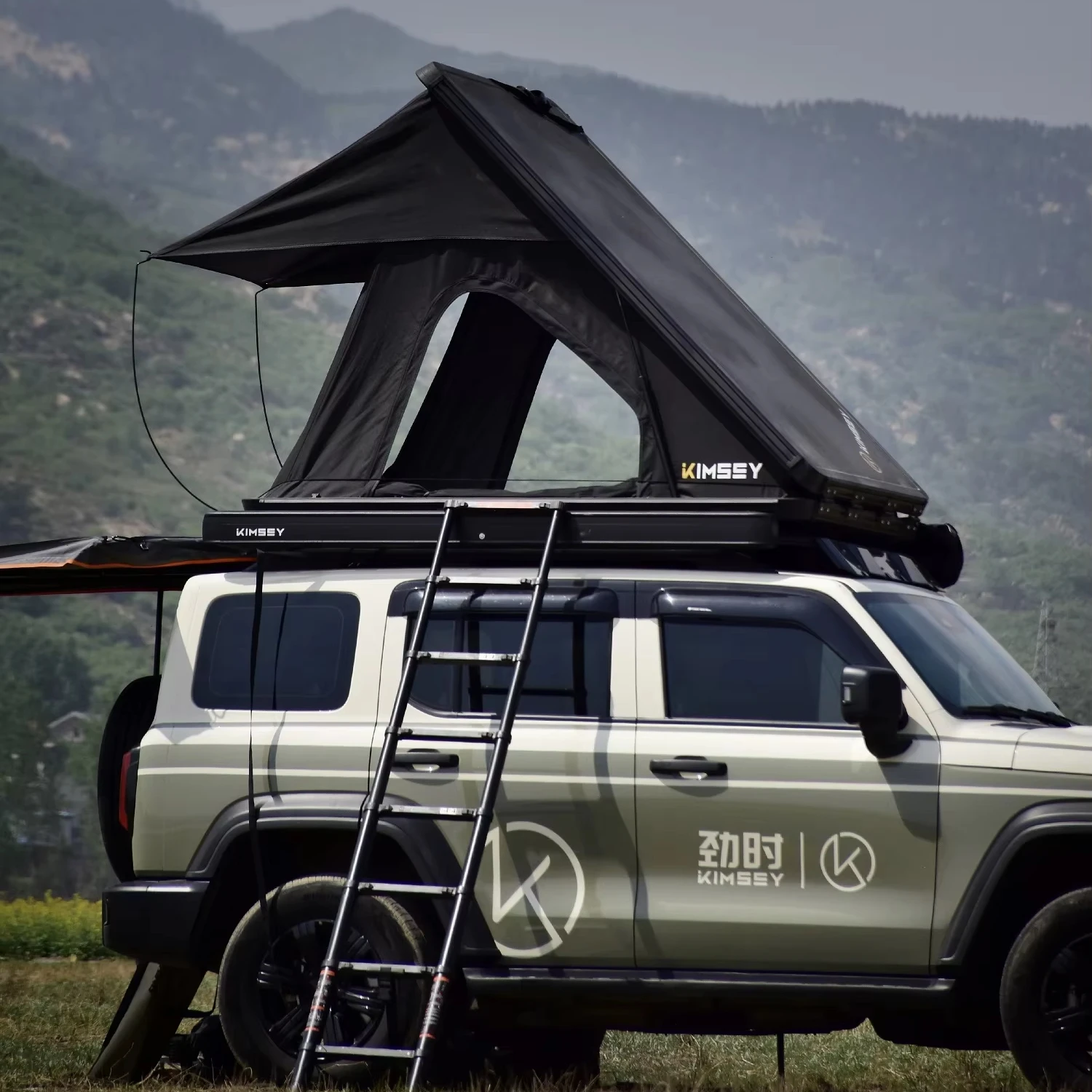 UTV&ATV3-4 Person Waterproof Camping Rooftop Tent Hard Shell Aluminum Roof Top Tent for Jeep Wrangler