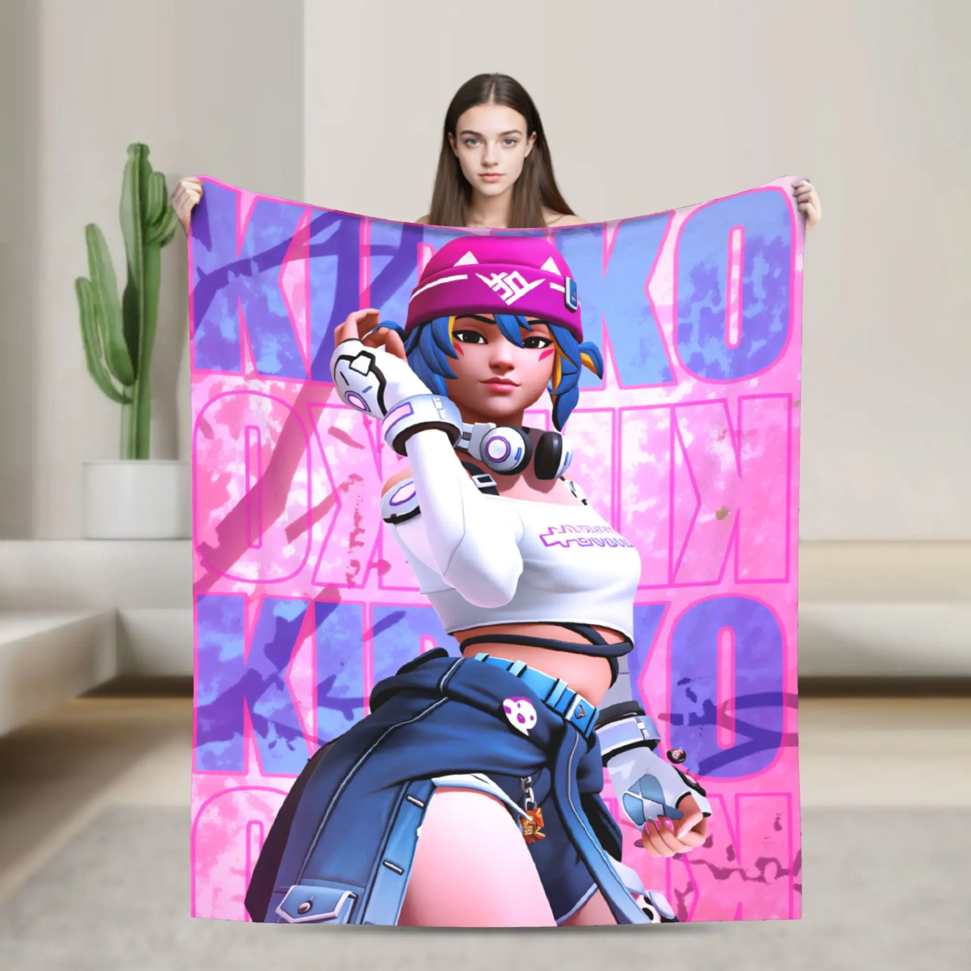 Overwatch Kiriko Blanket Quality Super Warm  Throw Blanket Winter Decorative Couch Bed Aesthetic Bedspread