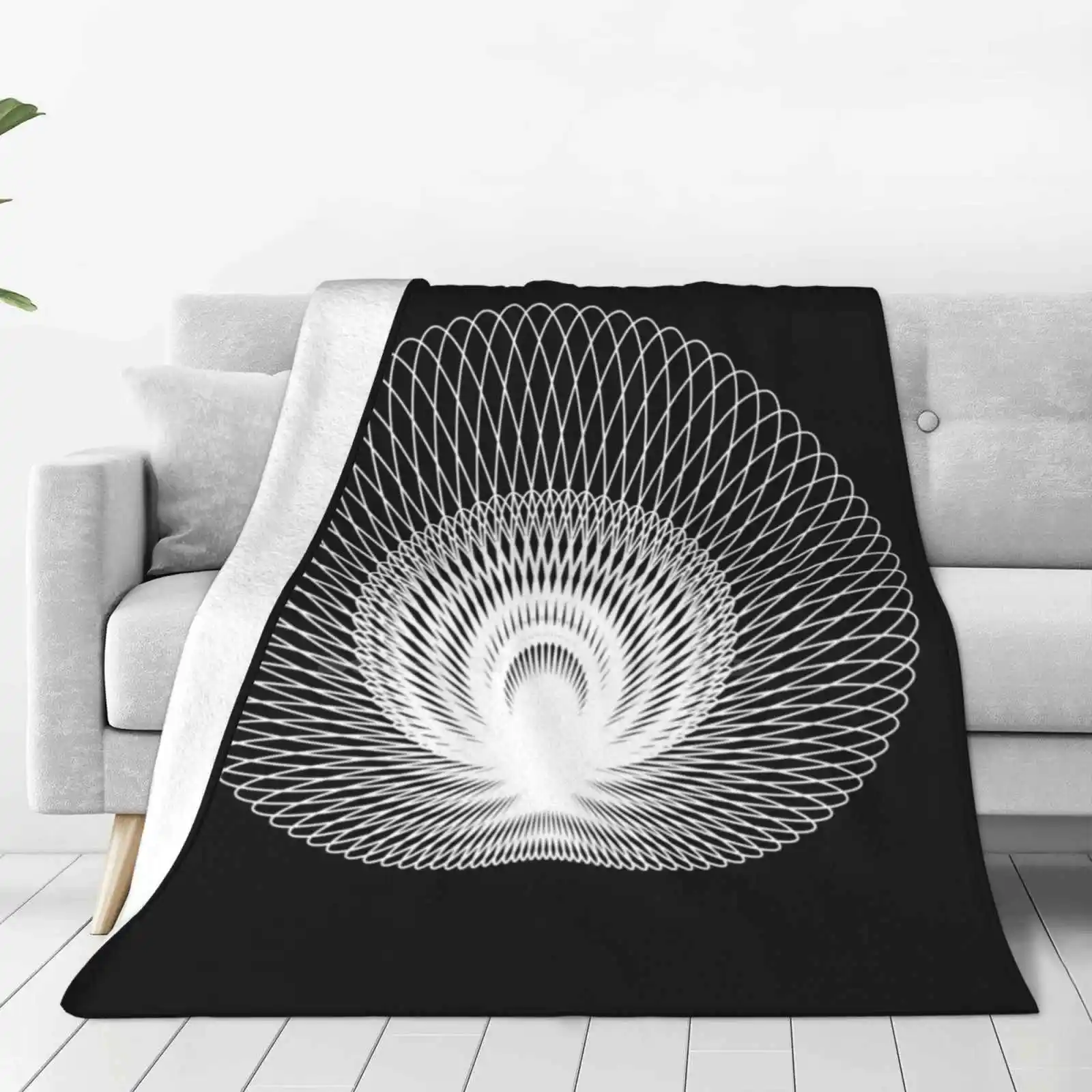 Shell-Black Blanket Soft Warm Travel Portable Blanket Mathematics Equation Abstract Minimalist Monochrome Line Geometric