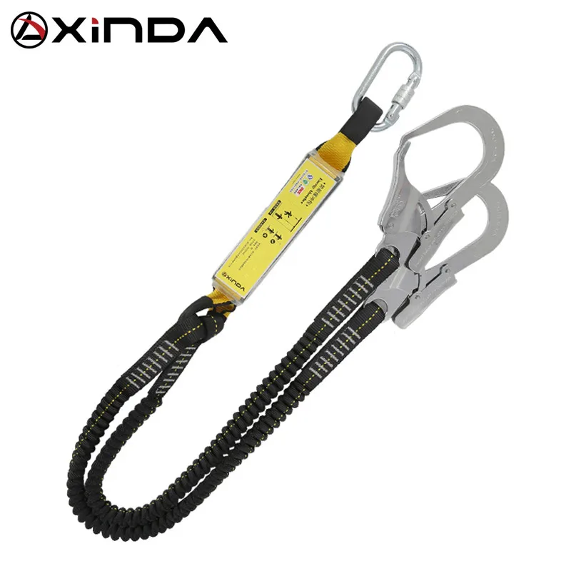 Xinda Aerial Work Safety Belt Rope High Altitude Protective Safety Elastic Buffer Sling Belt Double Hook Anti Fall Survival Rope