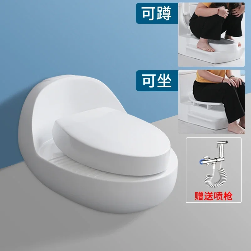 Dual-Purpose Toilet Pit-Free Integrated Squatting and Sitting Dual-Purpose Surface-Mounted Deodorant Mute Direct Flush Toilet