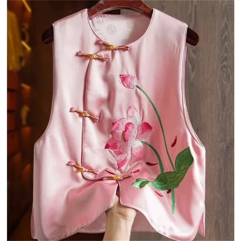Frauen Jacken Weste Chinesischen Stil Nationalen Wind Gestickte Weste neue Retro top Mode Temperament Lotus Ärmellose Mantel XQ262